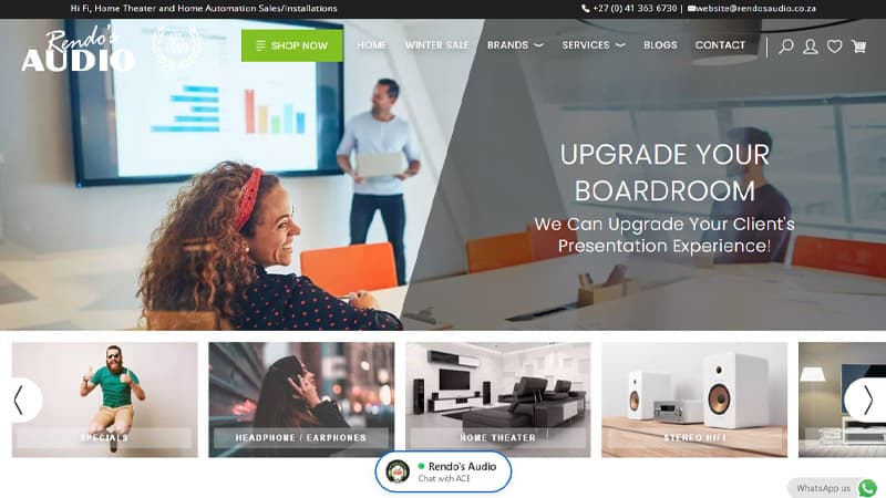 Rendos Audio website screenshot